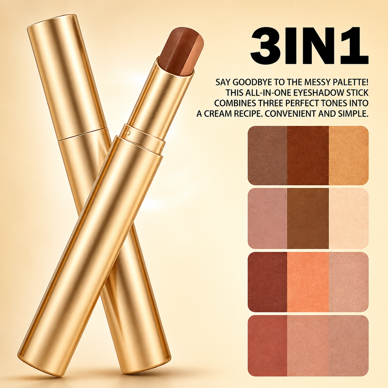 Three-color eyeshadow stick lazy pearl shimmer gradient contour highlight without smudging