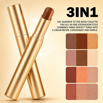 Three-color eyeshadow stick lazy pearl shimmer gradient contour highlight without smudging