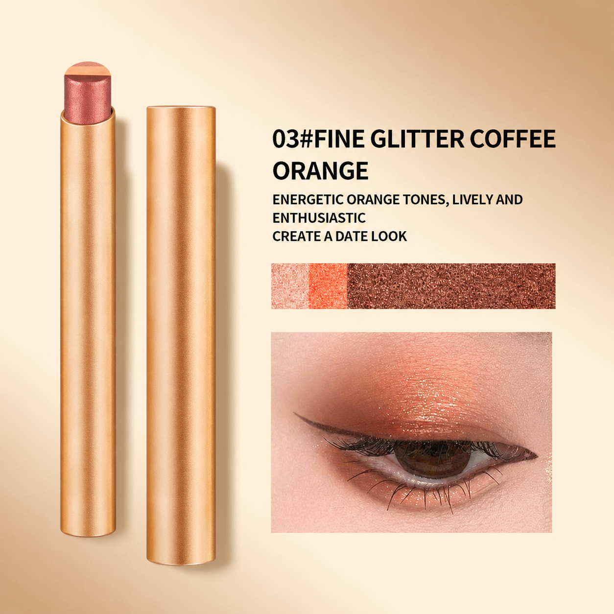 Three-color eyeshadow stick lazy pearl shimmer gradient contour highlight without smudging