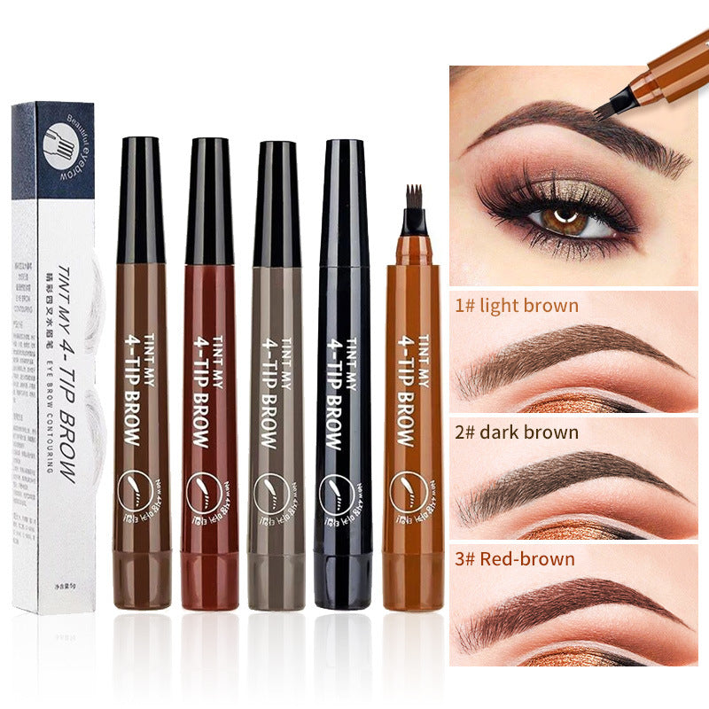 Foxexpro-Four-fork eyebrow pencil, water-resistant and sweat-proof