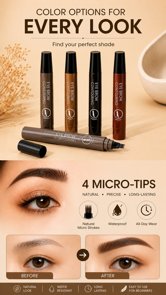 Four-fork eyebrow pencil, water-resistant and sweat-proof
